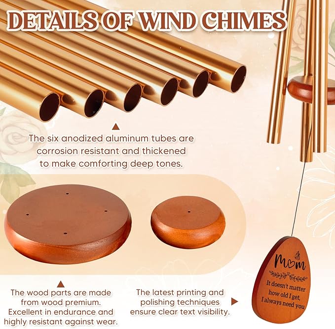 Gifts for Mom Birthday, Mom Birthday Gifts from Daughter Son Kids, Mother Gift Wind Chimes, Unique Mother Gift Ideas for Mother's Day, Christmas, Thanksgiving