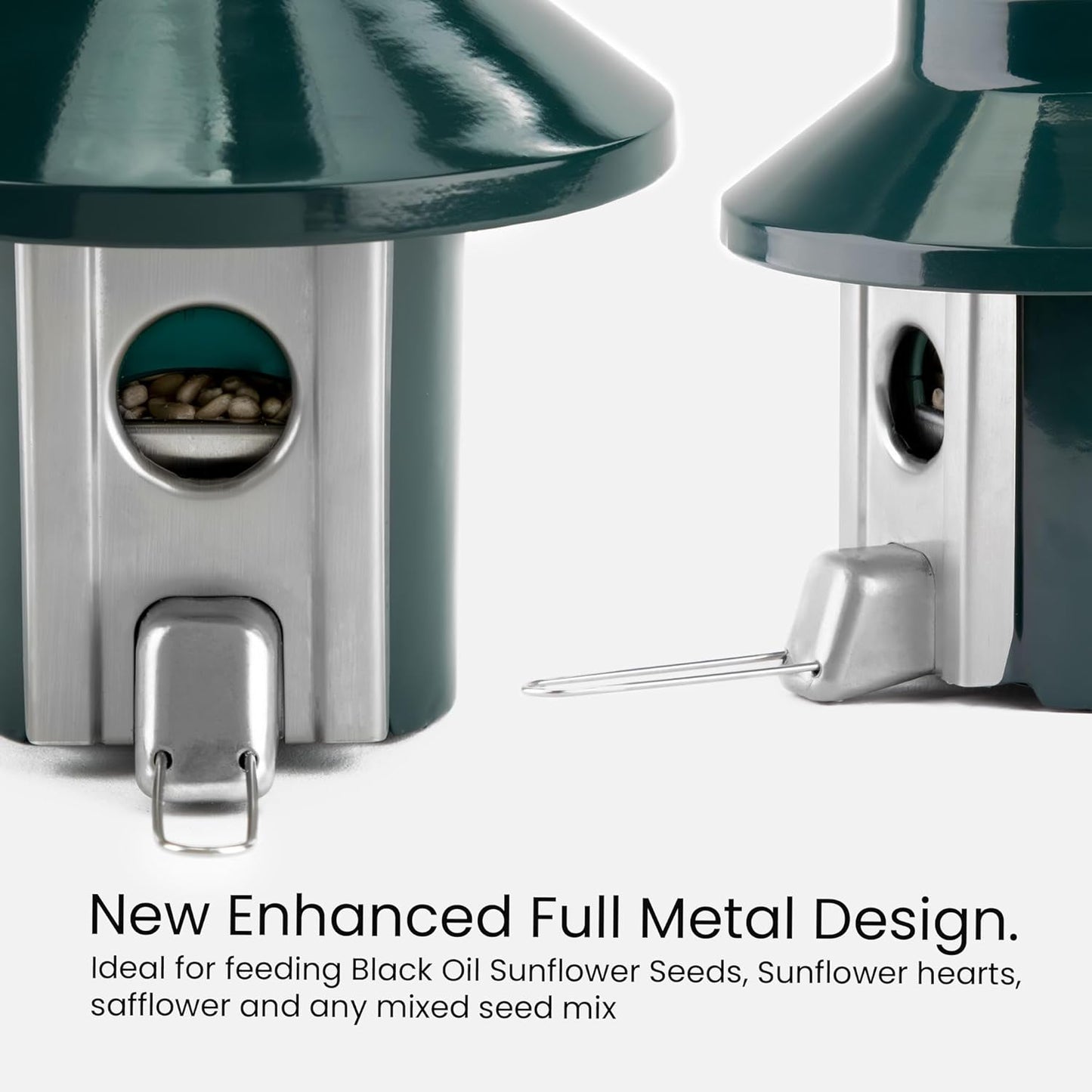 Roamwild PestOff 2.0 Squirrel Proof Wild Bird Feeder Mixed Seed Sunflower Heart Version - GREEN - HUGE 4LBS SEED CAPACITY – 26”x8”x8” (w/hanger)