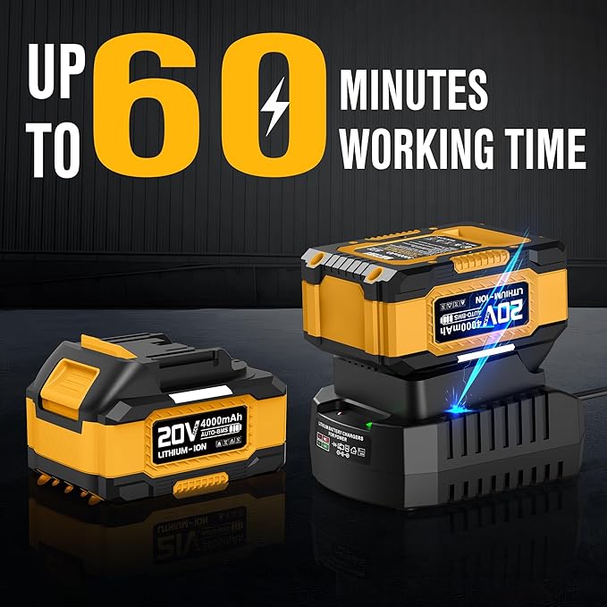 Leaf Blower Cordless 20V Powerful Electric Leaf Blower with 2x4.0Ah Batteries and Charger, Variable-Speed, Lightweight Battery Powered Leaf Blowers for Lawn Care, Patio, Blowing Leaves, Dust