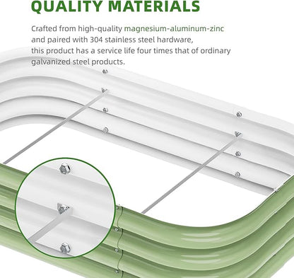 DaisyVibe Raised Garden Bed Kit, Planter Raised Garden Boxes Outdoor, Oval Large Metal Raised Garden Beds for Vegetables Flowers (Green, 8ftx2ftx1ft)