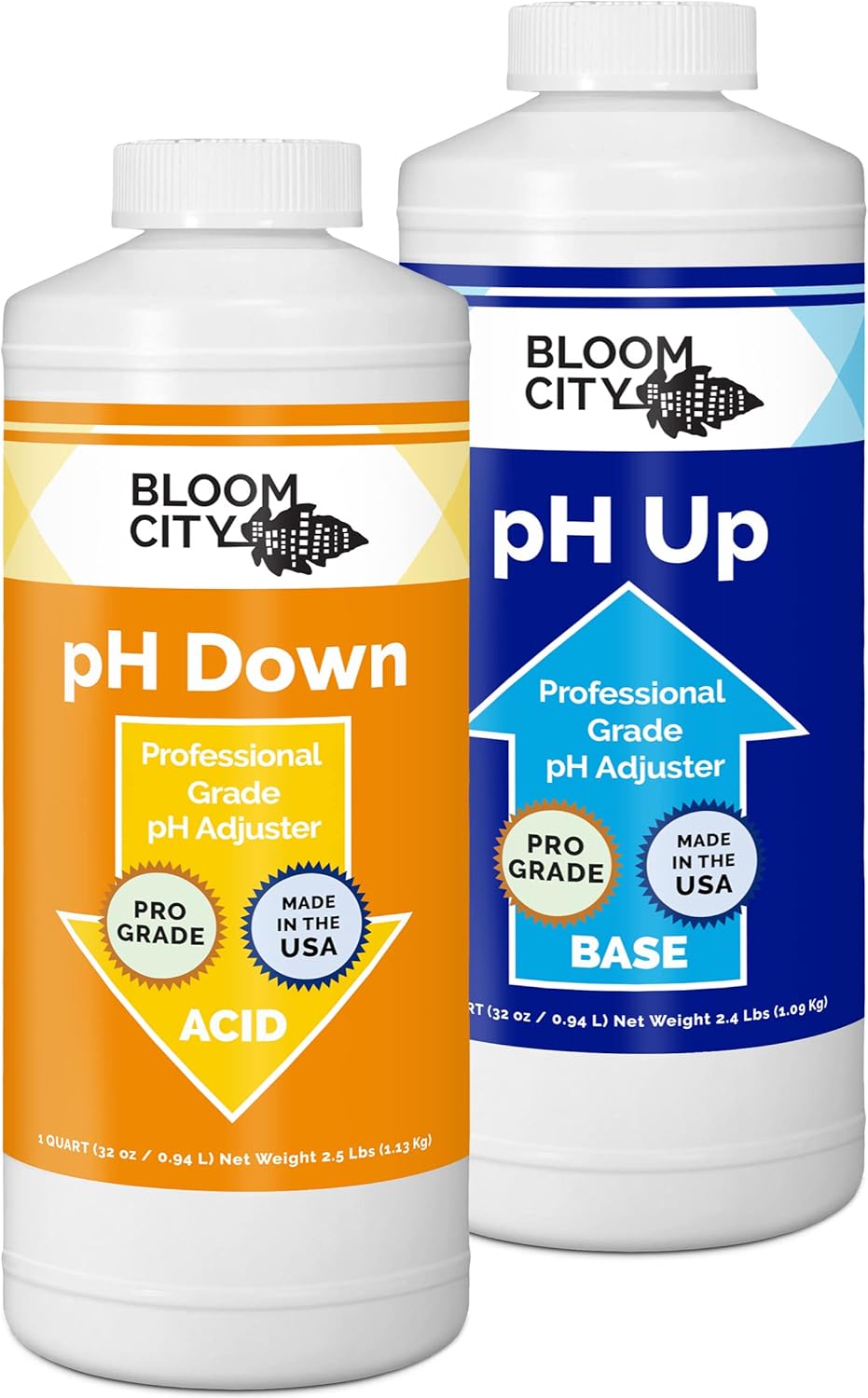 Bloom City Professional pH Up + Down Control Kit for Optimal Nutrient Uptake (Two 1 Quart Bottles) 64 Total oz
