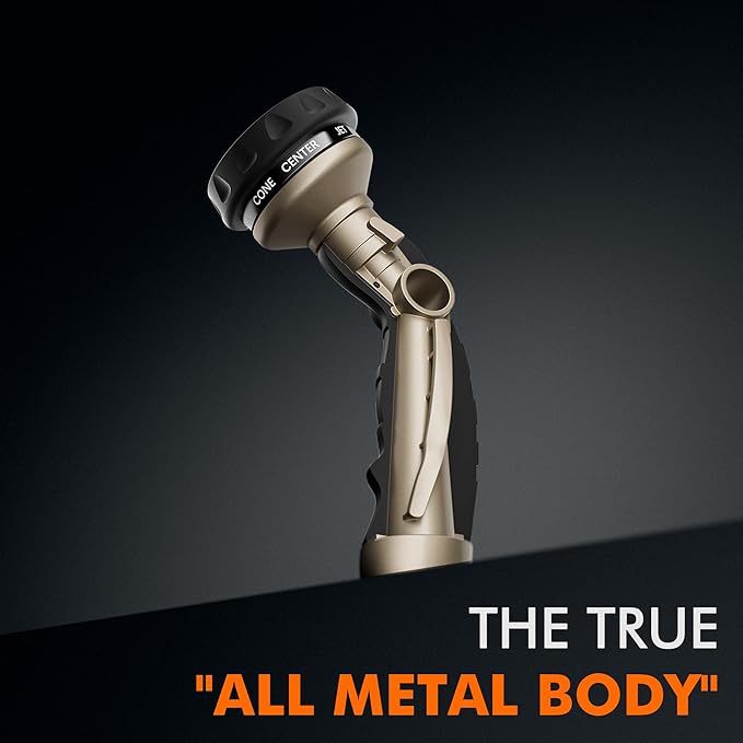 RESTMO Hose Nozzle Heavy Duty, Metal Water Hose Sprayer for Garden, 9 Spray Patterns | High Pressure | Thumb Flow Control | On/Off Valve, Ideal for Outdoor Lawn & Plant Watering, Car & Pet Washing