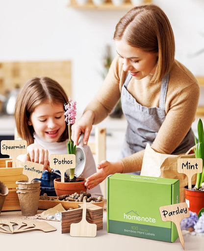 Homenote Bamboo Plant Labels 100Pcs Plant Tags for Seedling T-Type Tags for Plants Outdoor Garden Markers Vegetable Seedling(2.36 * 4“)