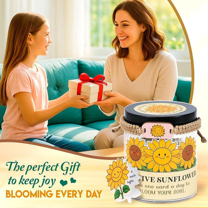 60 Positive Sunflower Cards Jar, Affirmation Cards For Women, Emotional Support Sunflowers, Sunflower Gifts For Women, Mom, Sunflower Gifts, Sunflower Themed Gift