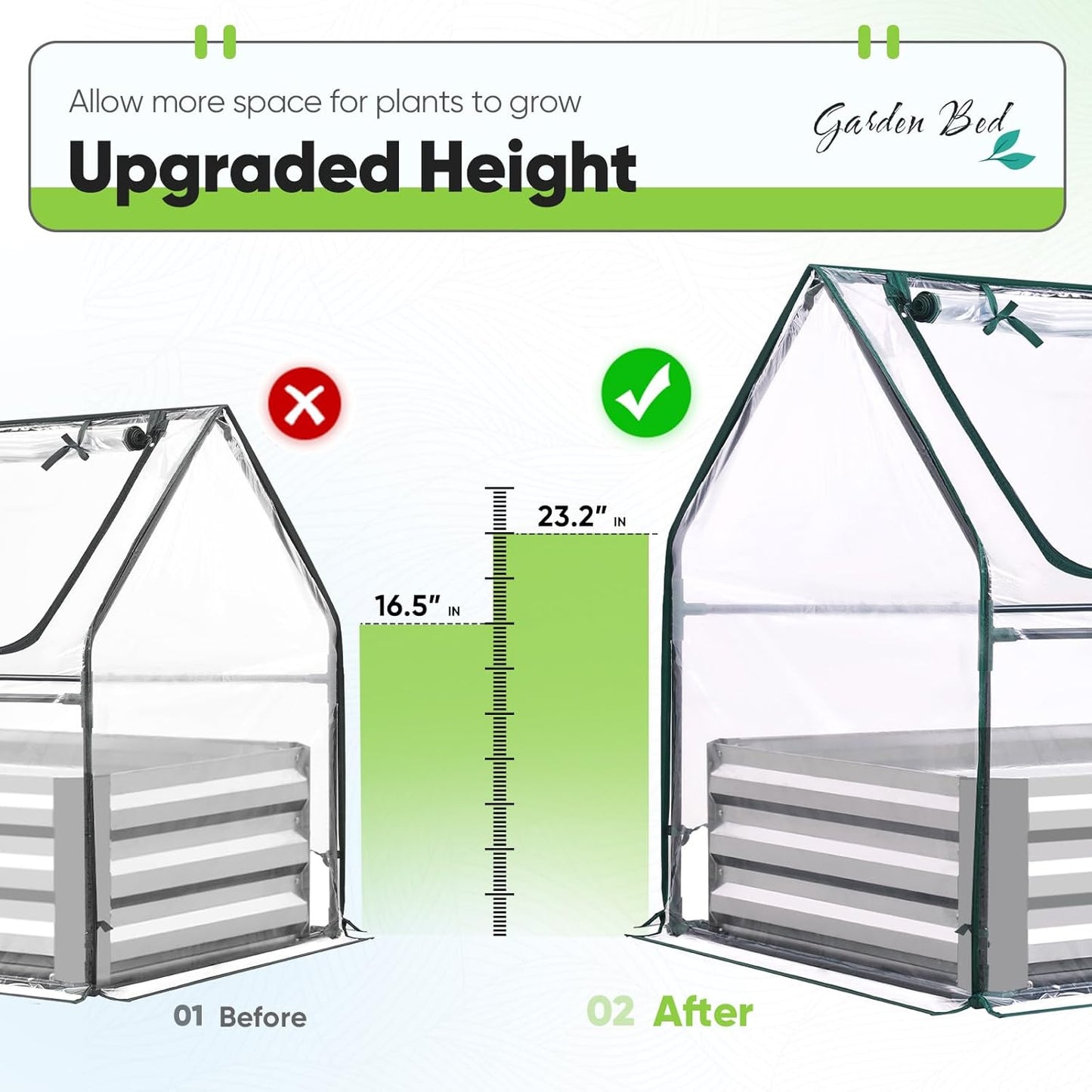 Quictent Raised Garden Bed with Cover Outdoor Galvanized Steel Planter Box Kit with Greenhouse Large Zipper Window Dual Use, 20pcs T-Type Tags & 1 Pair of Gloves Included 4x2.6x1 FT, Clear