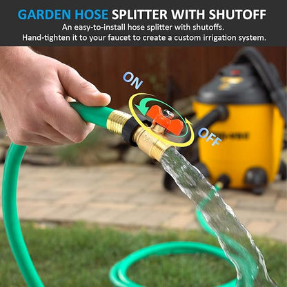 Garden Hose Brass Shut Off Valve Full Flow, No Restricted-Flow Water Shut-Off Connector, 3/4" GHT x 3/4" GHT Garden Hose Full Port Ball Valve Adapter