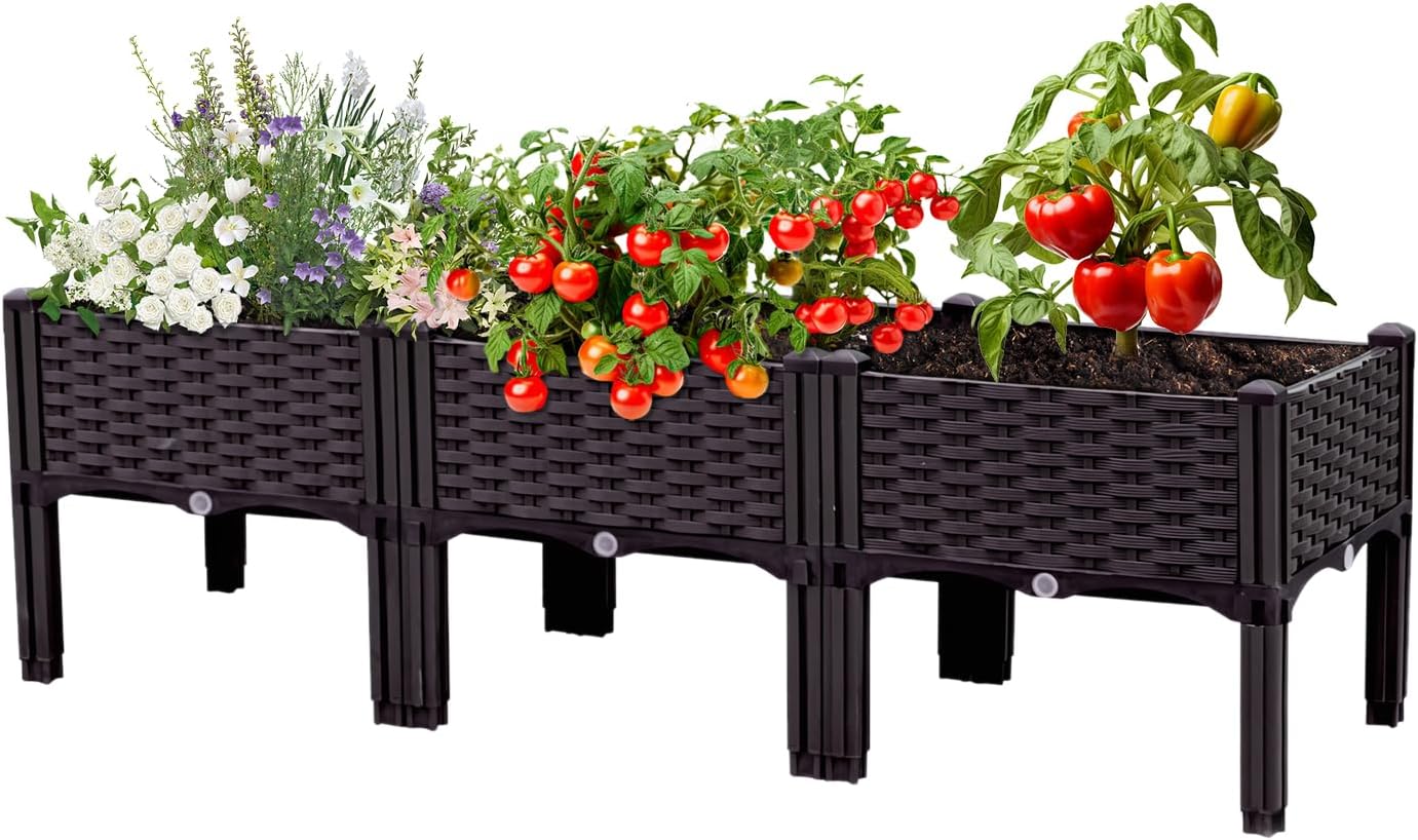 Raised Garden Bed with Legs, Large Planter Box Raised Garden Beds Outdoor, Rectangular Elevated Planter Box for Gardening Vegetables, Flowers, Fruits and Plants, 47.2"(L) x 15.7"(W) x 14.5"(H)