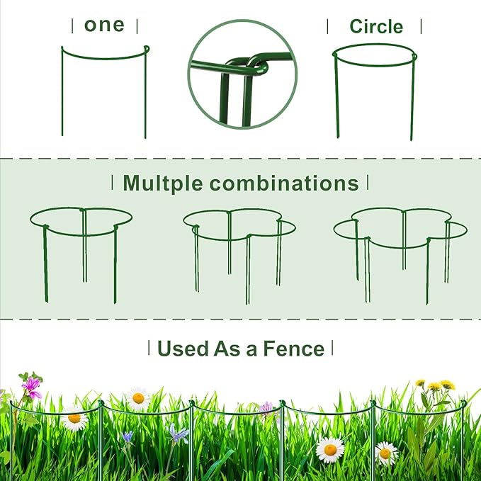 LEOBRO Plant Support Stakes, 6 PCS Peony Cages and Supports, Plant Stakes for Indoor Plants, Outdoor Plants, Monstera Tomato Hydrangea Support Cage, 10" W x 15.8" H