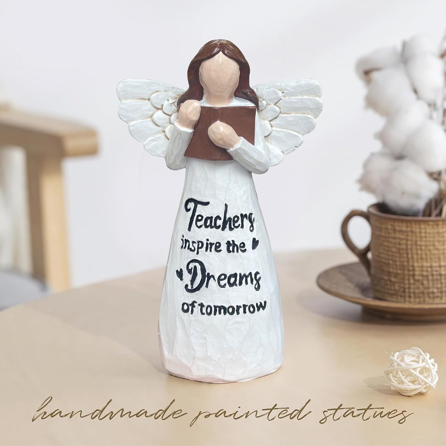 Teacher Appreciation Gifts, Thank You or Retirement Gifts for Women Teacher, Angel Hand-Painted Figurines Statue, 5.9 Inches Resin Doll Tabletop