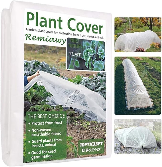 REMIAWY Plant Covers Freeze Protection, 10FTX33FT Frost Cloth Plant Cover Blanket for Outdoor Plants Floating Row Covers for Garden Vegetables Raised Beds Insect Protection Season Extension
