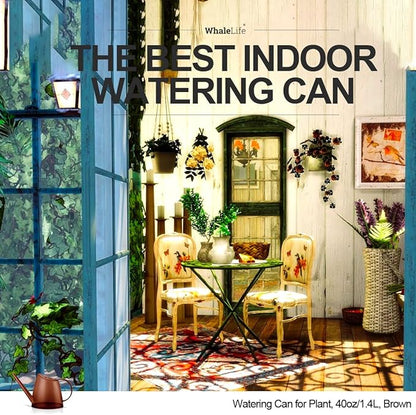 WhaleLife Indoor Watering Can for House Bonsai Plants (1.4L, Brown)