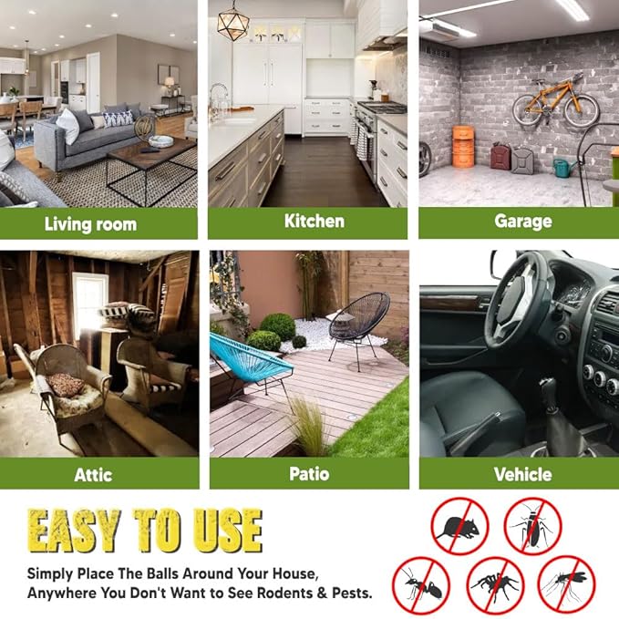 Pest Control, Rodent Repellent, Mouse Repellent, Spider Repellent, Mice Repellent Indoor, Rat Repellent Outdoor, Peppermint Balls for Rodents, Ants, Roach, Pest Repellent,Safe for Kids and Pets-8P