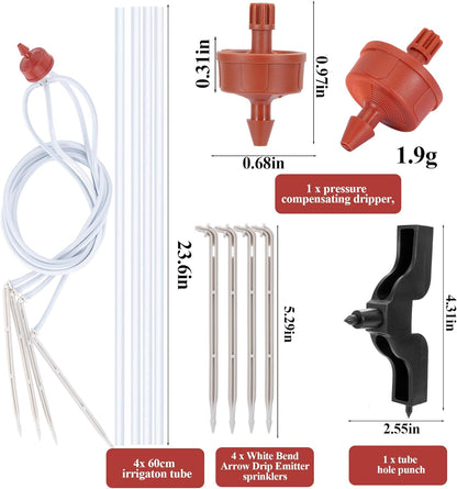 20 Pack Automatic Irrigation Dripper Stake Assembly, 2 GPH Irrigation Dripper for 4-Way 23.6 inch Irrigation tubing,Drip Emitters Bend Arrow Sprinklers for Garden Pots Precise Irrigation Systems