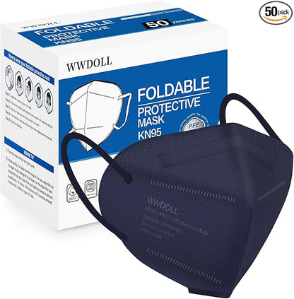 WWDOLL KN95 Face Mask 50 Pack, 5-Layers Breathable KN95 Masks, Purple