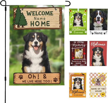 Custom Pet Garden Flag for Outdoor Personalized Cat Dog Yard Flags Decor Customized Flag Add Your Own Picture Text House Lawn Banner Double Sided Home Wall Decoration 12.5x18 28x40