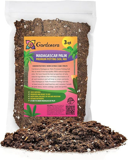 GARDENERA Madagascar Palm Potting Soil - Enhance Growth and Health with Professional Grade Nutrient-Rich Mix - 3 Quart
