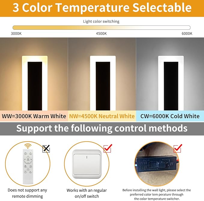 Upgrade Widened 2 Pack Long Outdoor Modern LED Wall Light, 47.2inch Large Black Wall Sconce, 3 Color 3000K/4500K/6000K, IP65 Waterproof, 41W, Exterior Lighting Fixture for House, Fence, Yard, Patio