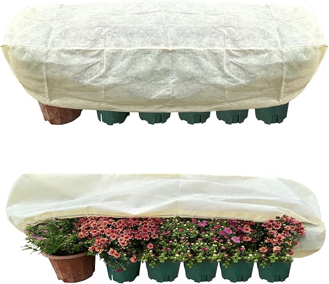 Plant Cover Freeze Protection, Winter Plant Covers, Plant Frost Cover, Tree Plant Freeze Protection Covers, Planter Plant Winter Frost Blanket with Zip Drawstring,2 Pack (59x17.7x15.7INCH)