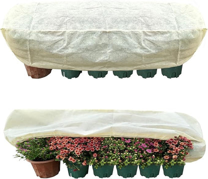 Plant Cover Freeze Protection, Winter Plant Covers, Plant Frost Cover, Tree Plant Freeze Protection Covers, Planter Plant Winter Frost Blanket with Zip Drawstring,2 Pack (59x17.7x15.7INCH)