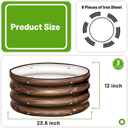 SnugNiture 2x2x1ft Round Galvanized Raised Garden Bed Kit Outdoor, Metal Planter Box for Planting Plants Vegetables, Brown