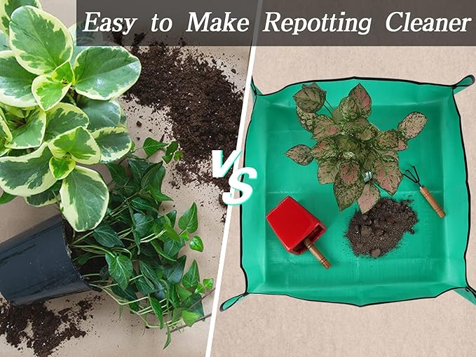 Azureblue Plant Repotting Mat for Indoor Plants Potting Soil Mix, Waterproof Plant Repotting Tray, Potting Mat Gardening Tray for Indoor Potting Succulents Cactus Orchid Pots (26.8" x 26.8")