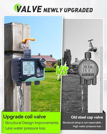 RAINPOINT Sprinkler Timer 3 Zone, Programmable Water Timer for Garden Hose,Hose Faucet Timer, Hose Timers for Watering with Automatic/Manual/Rain Delay/Watering Mode, IP65 Waterproof, Large LCD