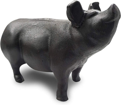 NACH Cast Iron Pig Door Stop/Decorative Statues, Black Pig Gum Stopper, Rustic - 12.6x4.9x7.9 inches, JS-90-7132