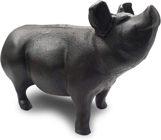 NACH Cast Iron Pig Door Stop/Decorative Statues, Black Pig Gum Stopper, Rustic - 12.6x4.9x7.9 inches, JS-90-7132