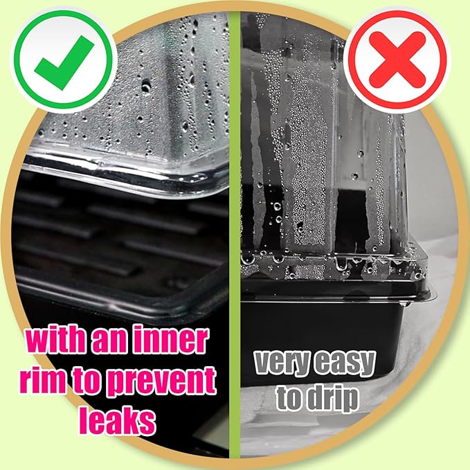 Leak-Proof Seed Starter Trays with 4" Humidity Dome & Drip Tray - 5-Pack Heavy-Duty Plastic Propagation Kit for Herbs, Microgreens, Indoor Gardening, Durable Reusable Plant Growing Trays