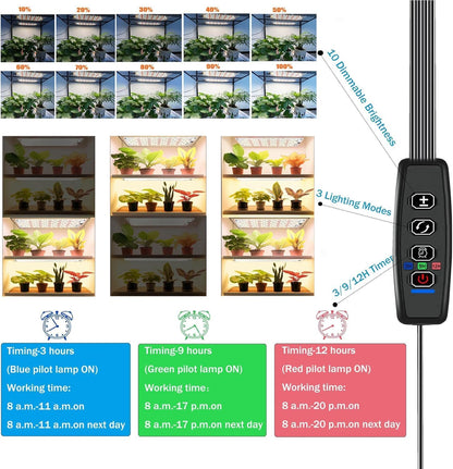 Led Grow Light,Grow Lights for Indoor Plants Full Spectrum, 316leds Plant Lights for Indoor Growing with 3/9/12H Timer, 10 Types of Brightness Grow Light for Seed Starting (4pcs)