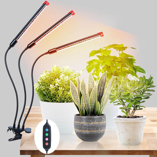 Clip Grow Lights for Seed Starting with Timer, Full Spectrum Brightest Plant Growing Lamps for Indoor Plants, Bonsai, Seedlings, 27 Watt Home Plug But Not 10W Adapter