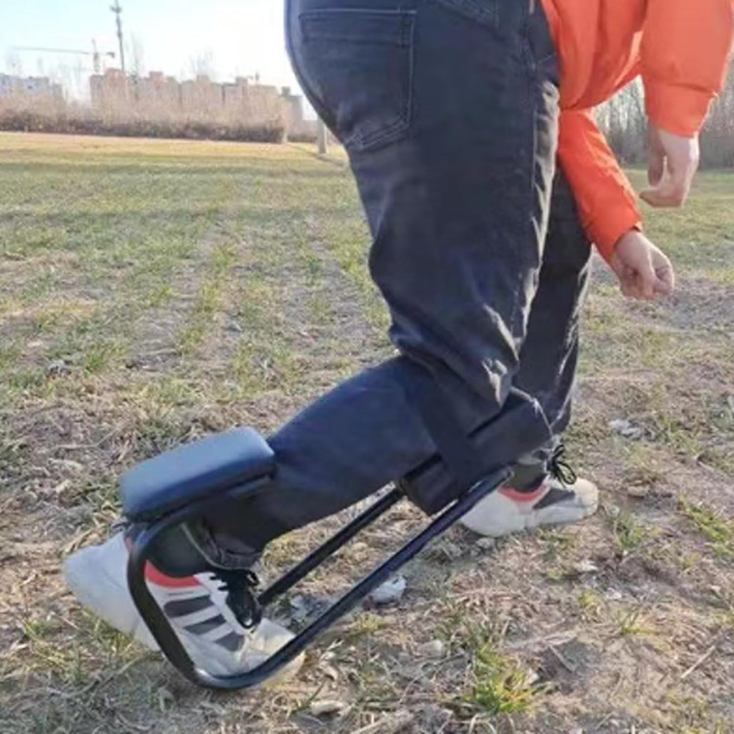 Knee Seat for Gardening, Kneeling Device for Gardening, Farm Work, Ankle Support, Durable Thick Kneeling Pad & Galvanized Steel, Strap on Kneeler Device for Garden (Black*2)