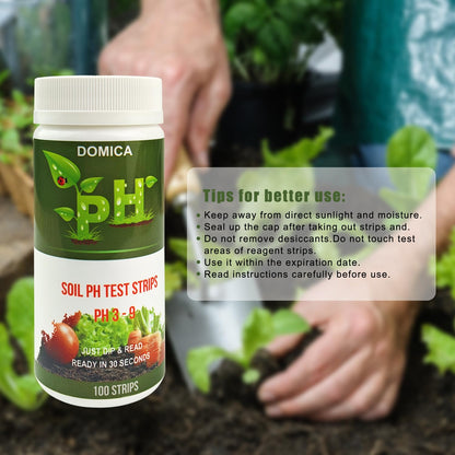 100 Soil pH Test Strips (pH 3-9) Soil Testing Paper, Mud pH Tester for Garden Lawn Grass Flower Vegetable Compost Indoor and Outdoor Plants
