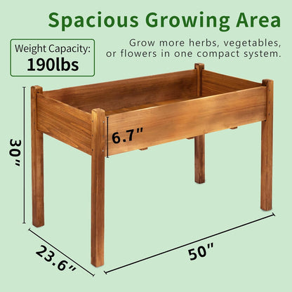 Premium Fir Wooden Raised Garden Bed with Four Legs for Backyard and Balcony Gardening,Suitable for Indoor and Outdoor use,49.5''×23.5''×30''