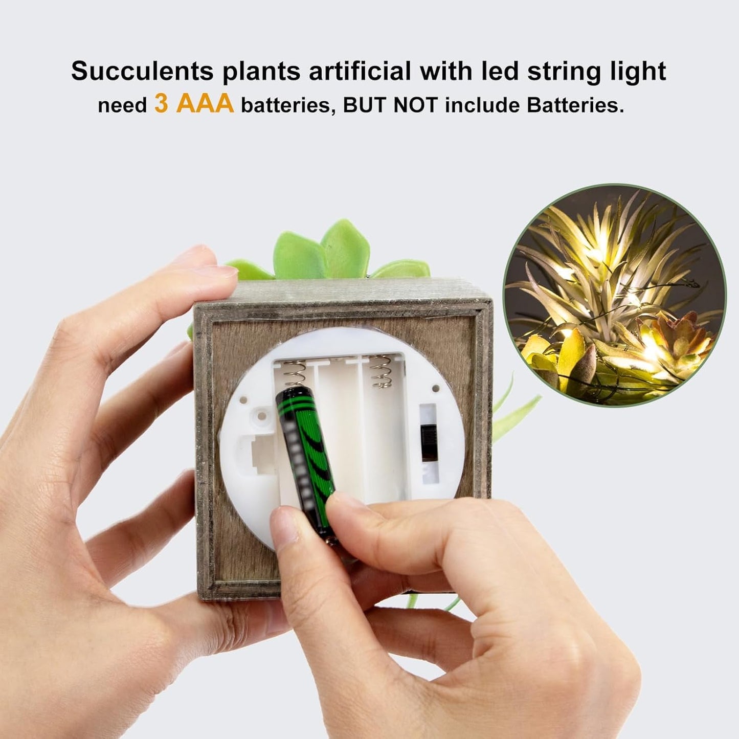 Mingfuxin Succulents Plants Artificial, Small Faux Plants with Lights, Assorted Decorative Fake Succulent Potted for Office Desk Bathroom Bedroom Shelves Windows Room Decor