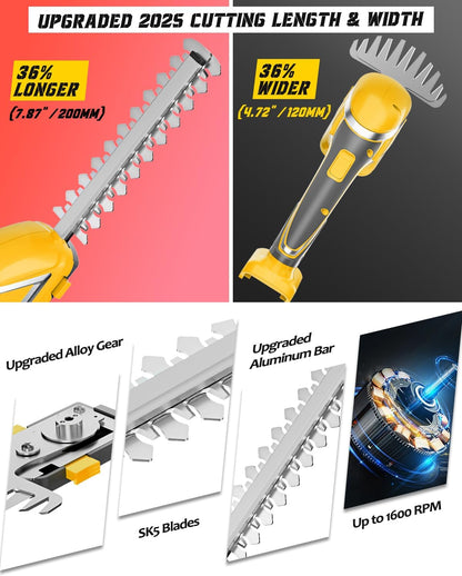 Rozlchar Cordless Hedge Trimmer & Grass Shears Handheld Compatible for Dewalt 20V Battery(No Battery), Lightweight 7.87'' Electric Hedge Trimmer 4.7" Grass Cutter Combo for Lawn, Backyard, Garden