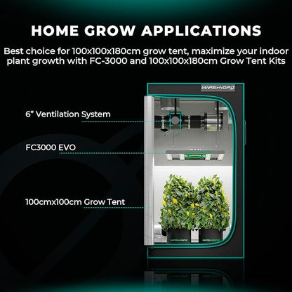 2025 New Version Mars Hydro 2 in 1 Design FC3000 EVO 300W, Samsung LM301H EVO LED Grow Light 3x3 ft Coverage, Commercial Full Spectrum Daisy Chain Dimmable Bar Style Grow Lamp for Indoor Plants