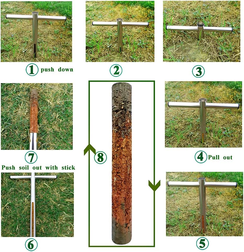 Soil Sample Probe 12 Inch with T Handle, Soil Sampler Tool, Soil Test Kit, Soil Probe for Soil Sampling Plant Care Lawn Garden Farm