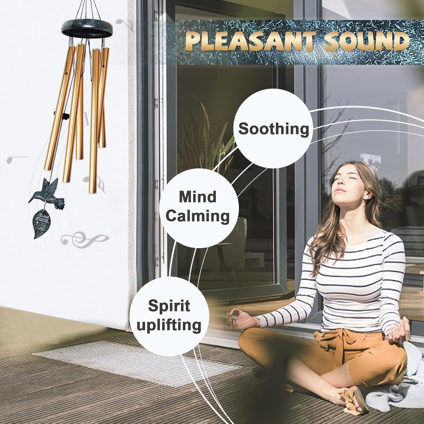 Sympathy Wind Chimes for Outside Deep Tone, Memorial for Loss of Loved One Prime, Bereavement Condolence Remembrance Funeral Gifts for Grieving Friends Loss of Mother Father