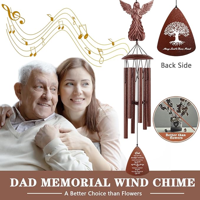 Dad Memorial Wind Chimes, Sympathy Gifts for Loss of Dad, Memorial Gifts for Father Bereavement Condolence Remembrance