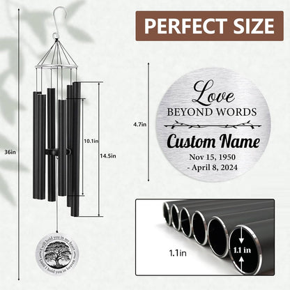 Personalized 36" Bereavement Wind Chimes for Outside, Memorial Gift in Remembrance of a Loved One, Sympathy Gift for Loss of Mother Father Husband, Garden Patio Decor