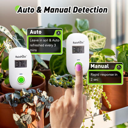 RAINPOINT Smart Digital Wireless Plant Moisture Meter Houseplant Indoor,WiFi Hub Needed,Capacitive Probe,Leave-in Soil Hygrometer Sensor,Real-time Monitor Outdoor Greenhouse Gardening(Two-Pack Set)