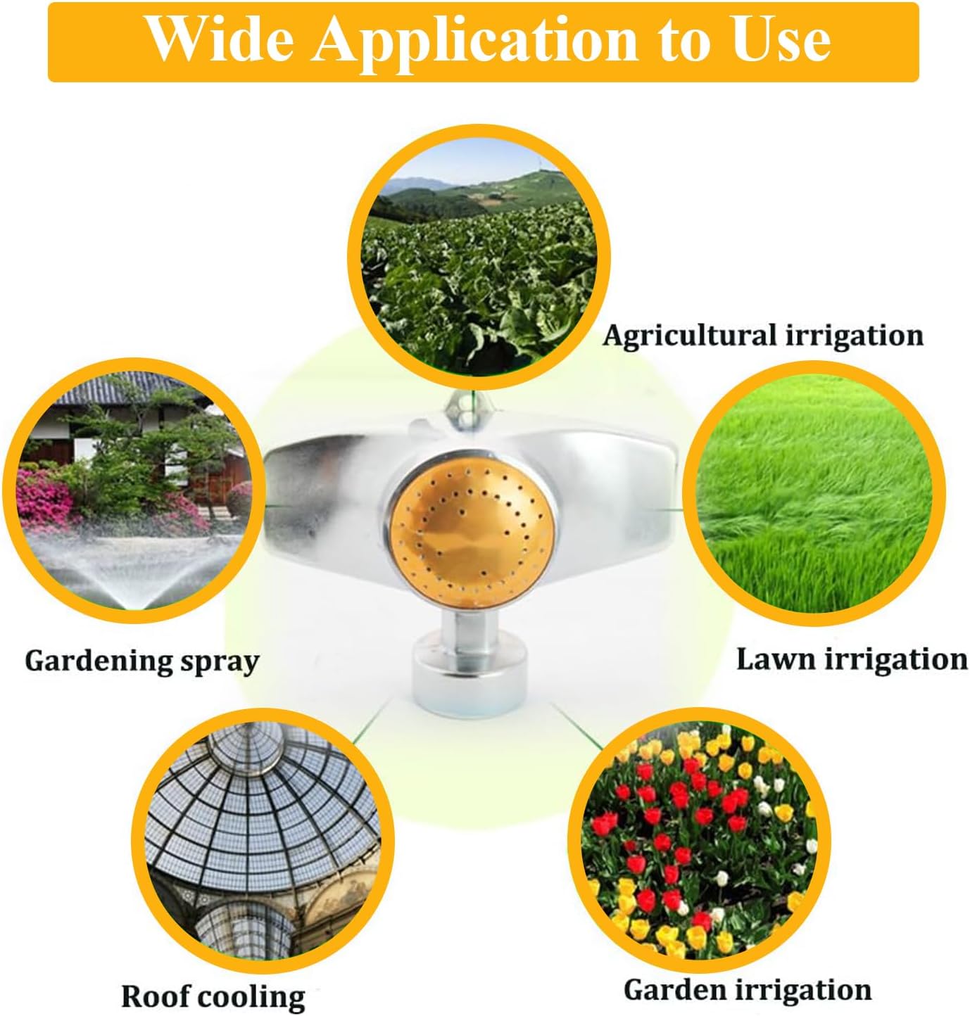 360 Degree Metal Spot Sprinkler,Small Sprinkler Garden for Small Areas Lawn Sprinklers for Yard Circle Pattern with Gentle Water Flow Garden Watering (2, Yellow)