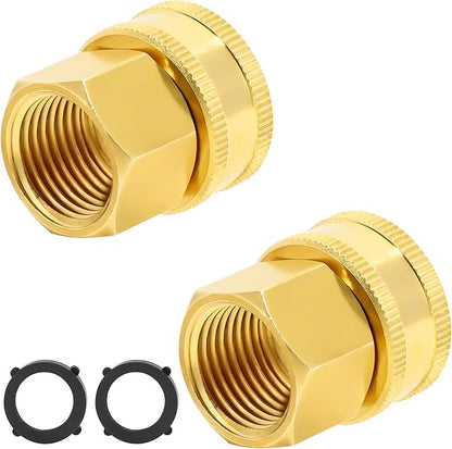 TAROSE 2 Pack Brass Garden Hose Adapter, Female to Female Hose Adapter Connector, GHT to NPT Adapter Hose Fitting,Double Brass Garden Hose to Pipe Fittings Connect