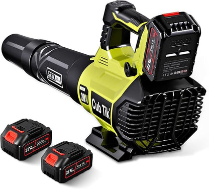 Leaf Blower Cordless with 2x4.0AH Batteries and Charger 650CFM 280MPH Electric Leaf Blower 2 Speed Mode Lightweight Battery Powered Leaf Blowers for Lawn Care Patio Garden Yard