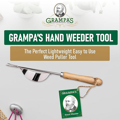 Grampa's Hand Weeder Tool - The Perfect Lightweight Easy to Use Weed Puller Tool for Garden - Durable Unique Lever Design with V-Shaped Forks Allows for Easy Removal of Weeds & Their Roots.