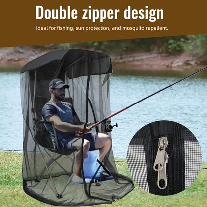 Mosquito Net for Outdoor Canopy Chair, 63"*35"*32", Bug Barrier Mosquitos Mesh Tent with 2 Zipper Opening, Waterproof Roof for Fishing Camping Chairs Outdoors, Not Included Chair