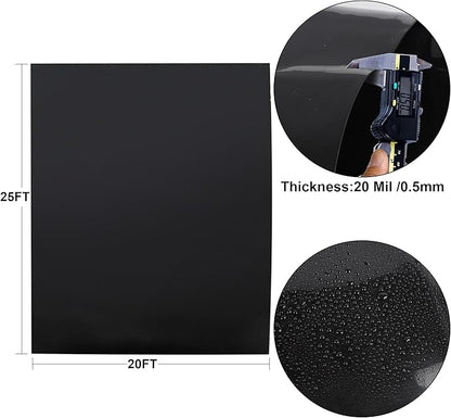 20 x 25 FT Pond Liner, 20 Mil Fish Pond HDPE Liner, Pond Liners for Outdoor Ponds, Koi Ponds, Garden Fountain, Waterfall