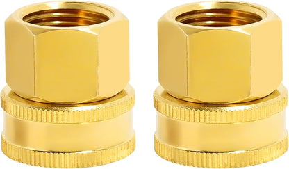 TAROSE 2 Pack Brass Garden Hose Adapter, Female to Female Hose Adapter Connector, GHT to NPT Adapter Hose Fitting,Double Brass Garden Hose to Pipe Fittings Connect