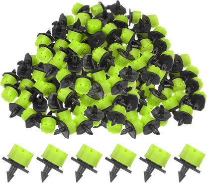 200-Pack 360 Degree Adjustable Irrigation Dripper, 1/4 Inch Barbed Emitter Drip Sprinklers for Garden/Greenhouse/Flower Bed/Watering System, Anti-Clogging Emitters [Green]